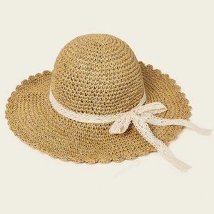 NEW! Lace Bow Scalloped Edge Sun Hat